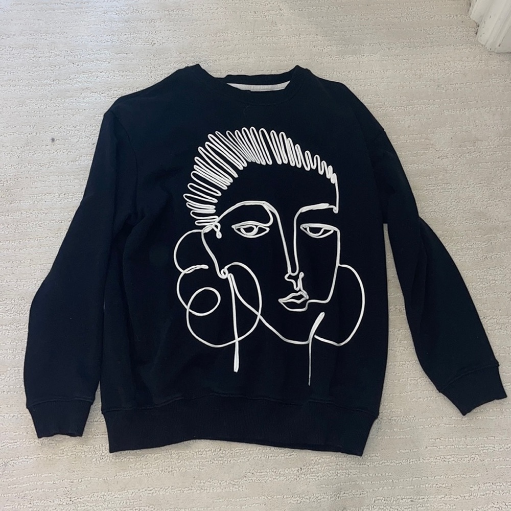 Zara Face Art Black Sweater